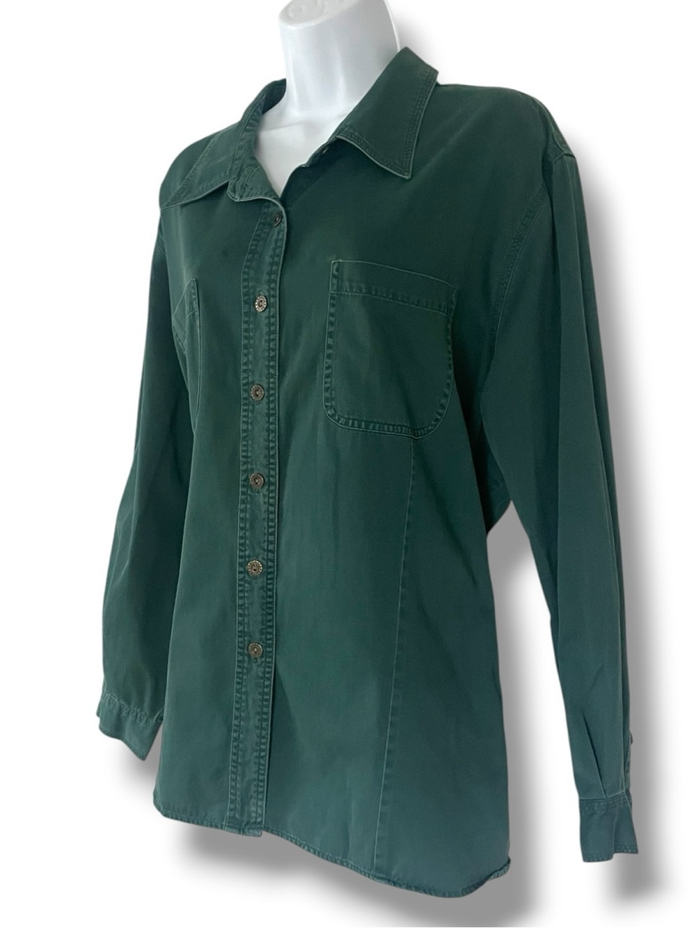 Venezia Jeans Green Oversized Button Front Shirt Jacket Shacket Cotton Utility